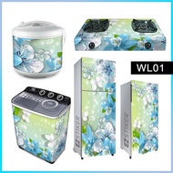 MESIN Sticker 1 &amp; 2-door Refrigerator, Stove, Stove, AC, Washing Machine Floral Motif WL01