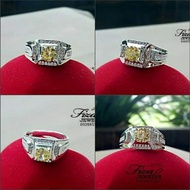 cincin lelaki permata kuning silver 925, cincin perak lelaki batu kuning, silver 925 men ring yellow