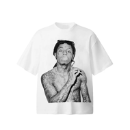 BIGTHING Lil Wayne Distressed เสื้อยืดแขนสั้น Casual Street สไตล์ Hip Hop High Street ลูกเรือคอสําหร