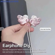 MULTICOLOURFD  Earphone Decoration, Angel Wing Star Gem Accent Headphone Accessory, Clip-On Design D