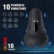 10 Modes Vibrating Cock Ring Balls Stimulation Dense Tickler Penis Ring Vibrator For Couple Men Peni