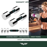WANNAFIT DUMBBELL ADJUSTABLE SPIN CHROME 5 kg PAIR || Dumbbell adjustable spin 5 kg 1 pair steel dum