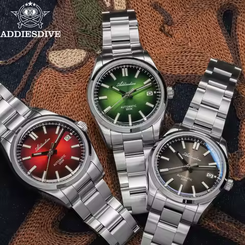 ADDIESDIVE AD2071 Men's Automatic Watch 39mm Bubble Sapphire 100m Waterproof NH35A BGW9 Luminous App