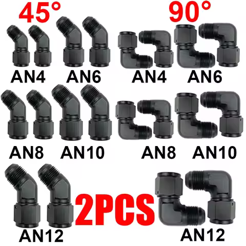 2X Oil Fuel Fittings Anodized Aluminum Fuel Hose Adapter 45 90 Degree Female AN4 AN6 AN8 AN10 AN12 S