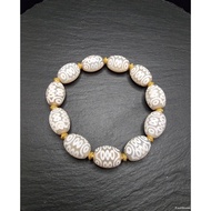 MATA DZI Ice Agate Bracelet 21 Eyes Blessed Tibetan Spiri*ual Stone 15x11mm E3298
