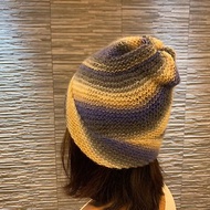 純手工編織毛帽 - 漸層斜紋