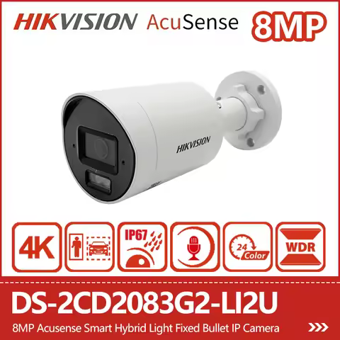 Hikvision 8MP 4K IP Camera Dual Light Human Detect Mic IP67 Reset Key SD Card Slot PoE Security Came