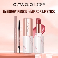 O.TWO.O 2Pcs/Set Haute Eyebrow Pencil+Mirror Lipstick Moisturizing Non-sticky