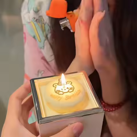 Bear Flip Ring Boxs Surprise Little Bear Cake Ring Box Candle Lighting Birthday Gift for Valentine's