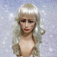 Wig Curly Blonde Ikal Blonde Syntetic Fiber Seperti Rambut Asli