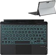 Qulose Keyboard Case for Surface Go (3/2/1) - Black, 7 Color Backlight, Magnetic Detachable, Rechargeable Bluetooth Keyboard with Trackpad