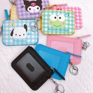 Sanrio Family Lattice PU Zipper Coin Purse cinnamoroll Change Storage Bag Cute Student Card Holder W
