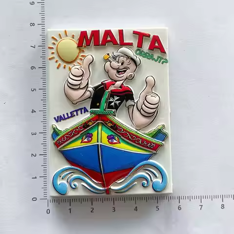 Malta Popeye Refrigerator Magnet Cartoon Animation Travel Souvenir 3D Relief Magnetic Personalized D