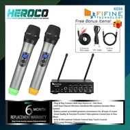 Fifine K036 UHF Dual Channel Wireless Handheld Microphone Karaoke Wireless Microphone System