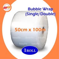 BUBBLE WRAP (SINGLE / DOUBLE) LAYER: 50cm x 100m & BLACK BUBBLE WRAP(SINGLE LAYER): 50cm x 100y