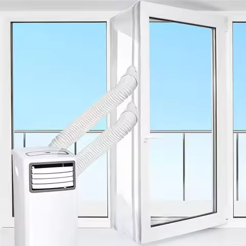 Airlock Window Seal with Zip for Portable Air Conditioner Flexible Cloth Sealing Seal Adhesive Fastf