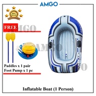 AMGO Inflated Boat for 1 Person / 2 Person / 3 Person / 4 Person Boat Free Paddles and Pump Bot / Pe
