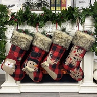 New Christmas Decorations Linen Socks Large Santa Snowman Gift Socks Candy Socks Gift Bag