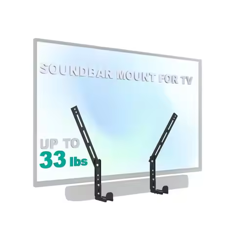Universal Soundbar Mount for TV, HeavyDuty Bracket for Mounting Above or Below Screen, Length Up to 
