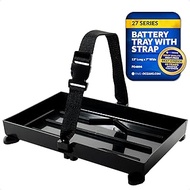 Five Oceans Marine Battery Tray for Group 27, Black, 13" x 7" - Boat Battery Holder with Hold-Down S