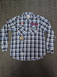 Aape 藍色格紋長袖襯衫