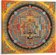 Seni Dinding พระพุทธเจ้ามันดาลา Tibet Berwarna-Warni-Cetakan Kanvas Agama Meditunasi Hiasan Bilik Ti