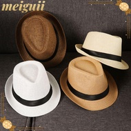 MEIGUII Straw Panama Cap Summer  Gangster Cap Jazz Dress Hat