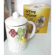 Fruit Motif Ceramic Lid Mug/Beautiful Mug 350ml