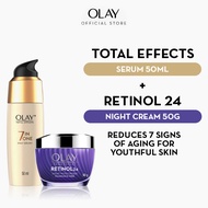 Olay Regenerist Retinol 24 Night Cream (50g) + Total Effects 7 In 1 Anti-Ageing Serum (50ml)