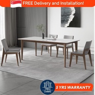 [SG] Sintered Stone Dining Table Set | Sintered Marble &amp; Chairs | 1.4m-1.8m | Nordic Stone Slab For HDB BTO Condo Landed