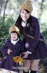 韓國專櫃款紫色圓點羊毛呢大衣外套親子/母女裝(媽咪款)$出清優惠特價999元