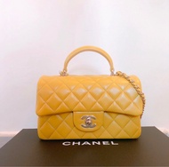 全新 Chanel Mini Flap with Top Handle CF 20cm 手柄款 芥辣黃 黃色