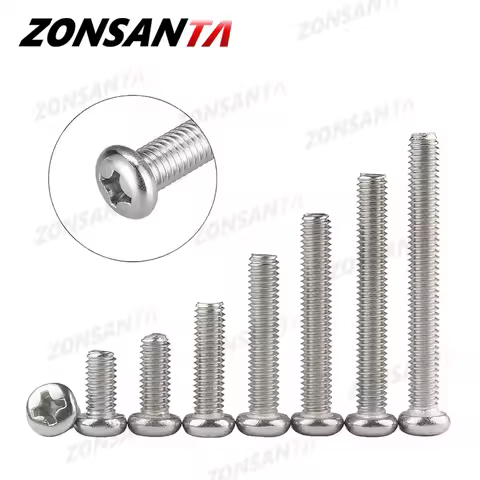 ZONSANTA M1.6 M2 M2.5 M3 M4 M5 M6 DIN7985 GB818 304 Stainless Steel Cross Recessed Pan Head Screw Ph