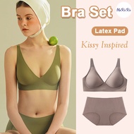 (SG InStock) Kissy Inspired V Neck Latex Bra and Panties Set Suji Bra (Wireless. Seamless. Strapless) - BST02