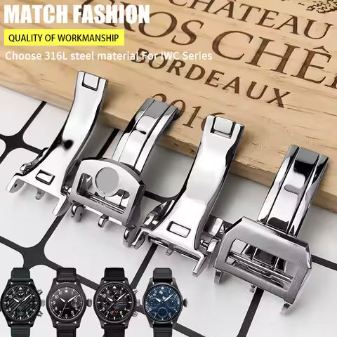 316L Stainless Steel 18mm 20mm Deployment Watch Buckle fit for IWC Big Pilot Spitfire Leather Watchb