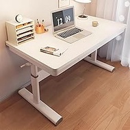 Manual Standing Desk, Stand Up Desk with Drawer, Adjustable Height Computer Desk, White Office Desk,