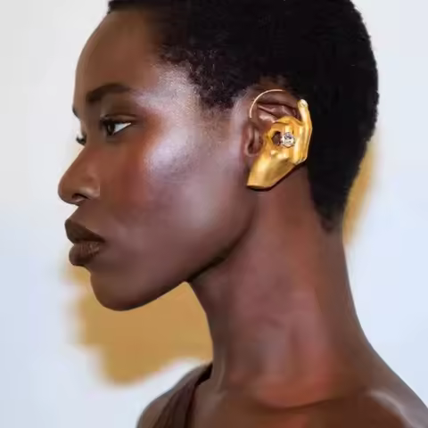 1PC Novelty Design Metal Hand Earcuff Dangle Earrings for Women Jewelry Fashion Show Statement Earri