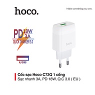 Củ sạc nhanh PD18W Hoco C72Q chuôi tròn chất liệu PC chống cháy hỗ trợ QC3.0