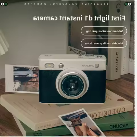 Polaroid camera can take photos and print them in one go. Mini photo printer for girls' birthday gif
