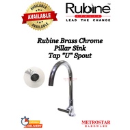Rubine Brass Chrome Pillar Sink Tap "U" Spout