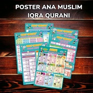 Ana Muslim POSTER TERBARU Jawi, Iqra, Tajwid, Suku Kata, Mad Asli, Arab, Quran