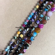 Natural Stone New Faceted Mixed Colors Fire Agate Round Loose Beads 4 6 8 10 12MM Pick Size for Jewelry Making DIY
