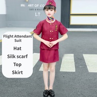 Kids Flight Attendant Costume Career Stewardess Costume For Kids Girl Flight Attendant Uniform