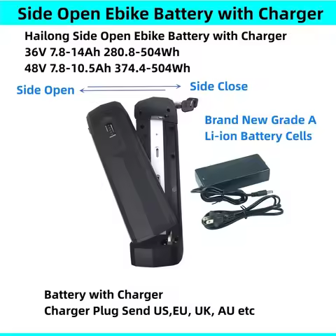 Hailong 2 Side Open Ebike battery with USB Port 36v 8Ah 10Ah 10.4Ah 12.8Ah 14Ah 48V 10Ah 10.5Ah for 