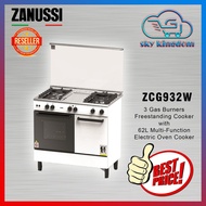 ZANUSSI 3 Burner 62L Free Standing Gas Cooker With Oven ZCG932W