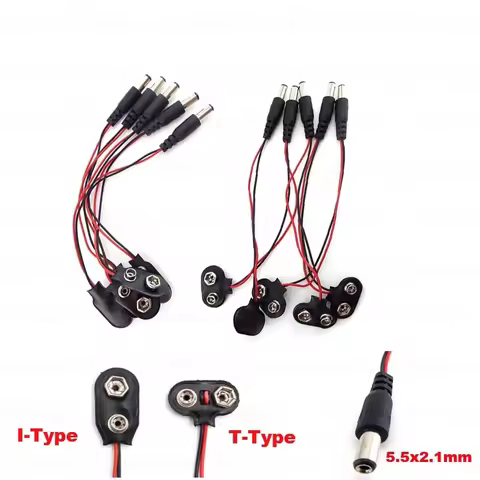 5/10Pcs 9V Battery Clips Connector Buckle Connect wires Black Red Cable Connection B4