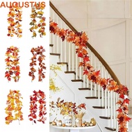 AUGUSTUS Artificial Maple Garland, Creative Silk Maple Leaves Red Autumn Maple Leaves, Hanging Vine 