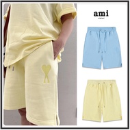 Q4R0 AM * Macaron Solid Color Heart Embroidered Shorts Summer Loose Sports Five-point Pants Men Wome