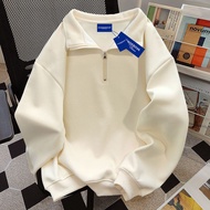 half zipper sweatshirt baggy sweatshirt American Solid Color Half Zipper Sweatshirt - Women's Autumn