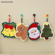 interfun4w Coral Fleece Christmas Santa Claus Hand Towels Water Absorption Quick-drying Hand Towel C